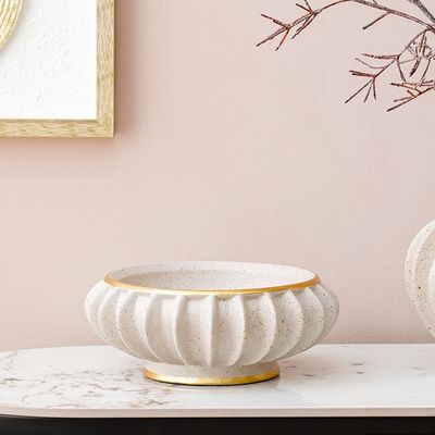 Lila Fruit Bowl Beige/Gold 28.7x28.7x11.5Cm