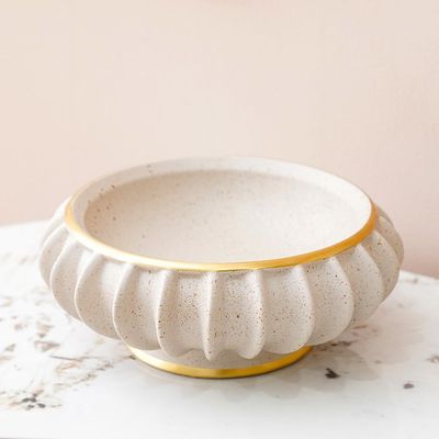 Lila Fruit Bowl Beige/Gold 28.7x28.7x11.5Cm