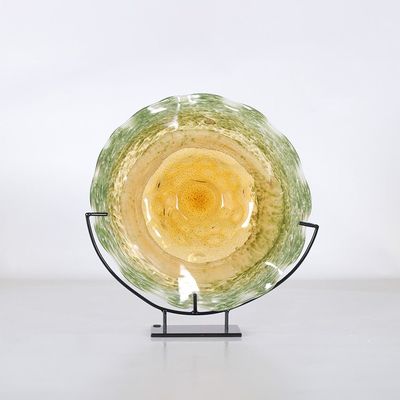 Aw24 Diana Surreal Glass Tray Green/Yellow 43X9Cm