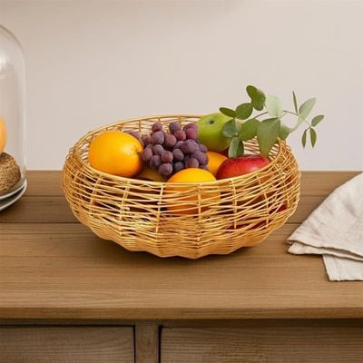 Afra Metal Weave Bowl Gold 26X26X7.5Cm