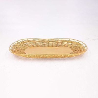 Afra Metal Weave Platter Gold 33X15X3Cm