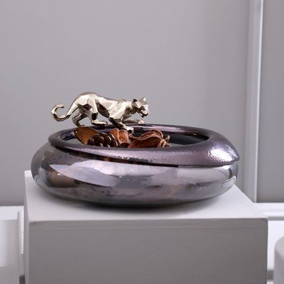 Onyx Metal & Glass Ambling Shallow Bowl Chrome 29.5X29.5X12.5 Cm