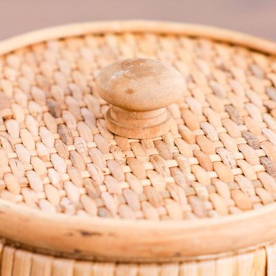 AW24 Amber Rattan Decorative Box 14X14X9 Cm