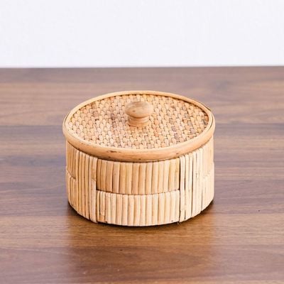 AW24 Amber Rattan Decorative Box 14X14X9 Cm