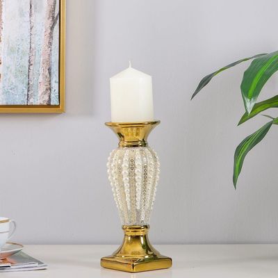 Juliet Candle Holder Gold,White 10X10X30.5cm