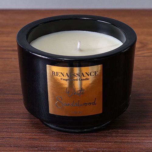 Renaissance 170G Scented Candle,Black Jar,White Sandalwood 9.5X9.5X10 cm