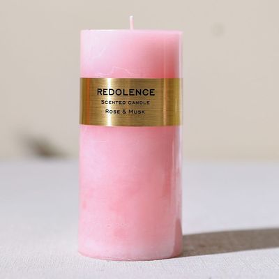 Monique Scented Pillar Candle Pink Rose & Musk 440g 7x15cm