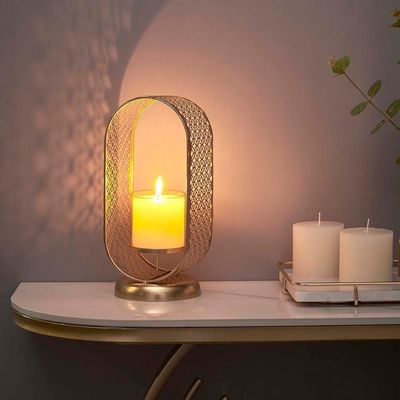 Medalion Pillar Candle Holder Gold Gold 13 x 12.5 x 28 Cm