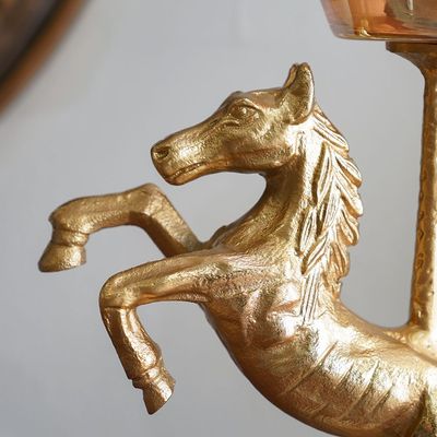 Ahsina Horse Décor Candle Holder Gold 20X13X37Cm