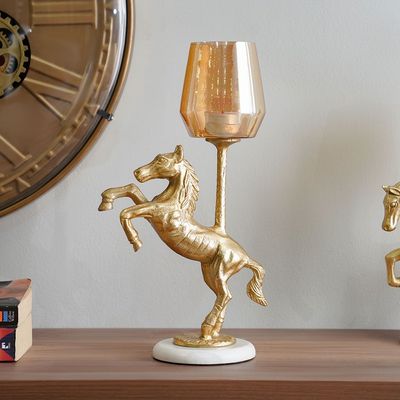 Ahsina Horse Décor Candle Holder Gold 20X13X37Cm