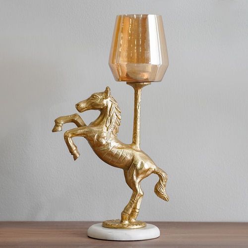 Ahsina Horse Décor Candle Holder Gold 20X13X37Cm