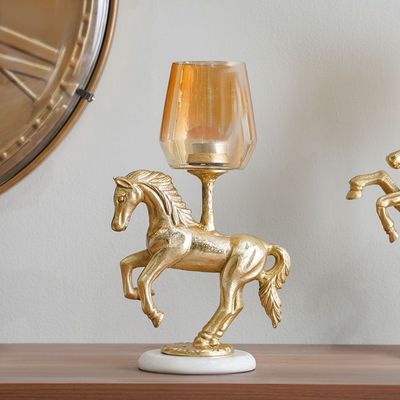Ahsina Horse Décor Candle Holder Gold 20X13X32Cm