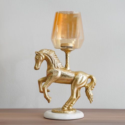 Ahsina Horse Décor Candle Holder Gold 20X13X32Cm