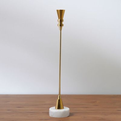 Aleeza Metal Candle Holder With White Marble Base 7.5 X 7.5 X 39Cm 