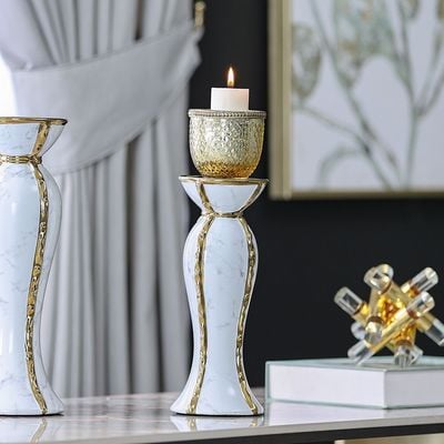 Eftinan Candle Holder Gold/Black-10.2 x 10.2 x 26 Cm 