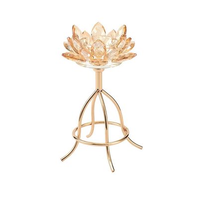 Abriz Candle Holder Gold Metal / Crystal  8.5 X 8.5 X 19 CM