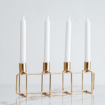 Medalion Metal Candle Holder 28X7.5X10Cm Titanium Gold