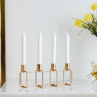 Medalion Metal Candle Holder 28X7.5X10Cm Titanium Gold