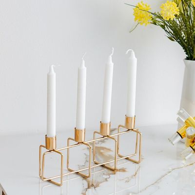 Medalion Metal Candle Holder 28X7.5X10Cm Titanium Gold