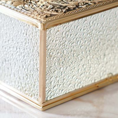 Medalion Metal And Glass Tissue Box 23X12.5X10Cm Titanium Gold