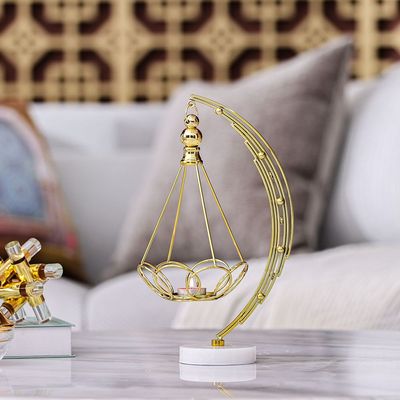 Medalion Metal Candle Holder 17x15x35Cm Gold