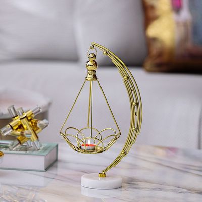 Medalion Metal Candle Holder 17x15x35Cm Gold