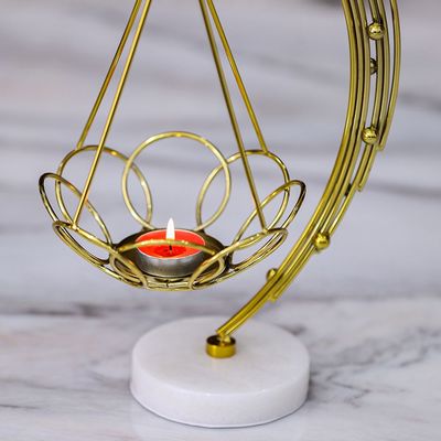 Medalion Metal Candle Holder 17x15x35Cm Gold