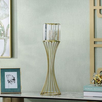 Medalion Metal Candle Holder 18x18x60cm Gold