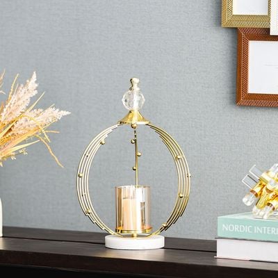 Medalion Metal Candle Holder 28x13x36Cm Gold