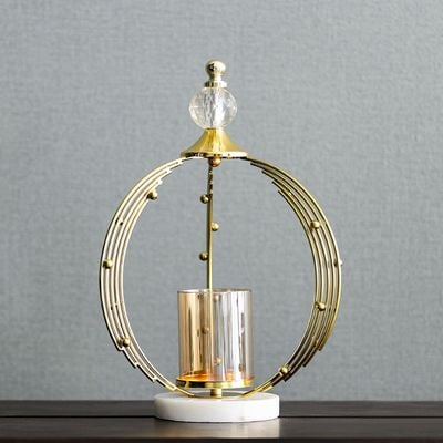 Medalion Metal Candle Holder 28x13x36Cm Gold