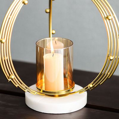Medalion Metal Candle Holder 28x13x36Cm Gold