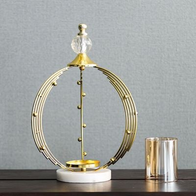 Medalion Metal Candle Holder 28x13x36Cm Gold