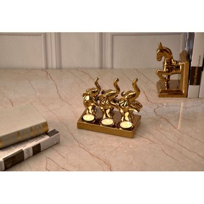 Liana Elephant T Light Holder 19X9X18Cm Gold