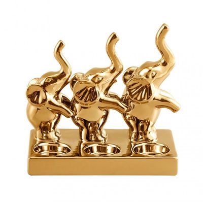 Liana Elephant T Light Holder 19X9X18Cm Gold