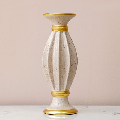 Lila Candle Holder Beige/Gold 10.5x10.5x30.5Cm 