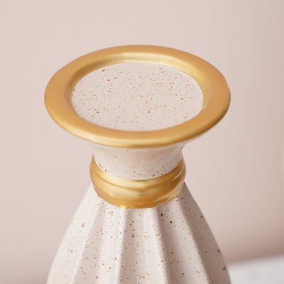 Lila Candle Holder Beige/Gold 10.5x10.5x30.5Cm 
