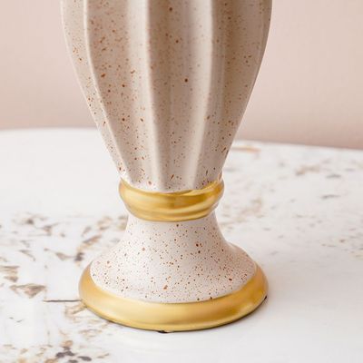 Lila Candle Holder Beige/Gold 10.5x10.5x30.5Cm 