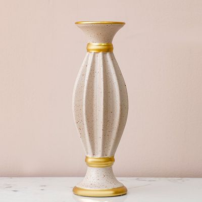 Lila Candle Holder Beige/Gold 11.8x11.8x35.5Cm