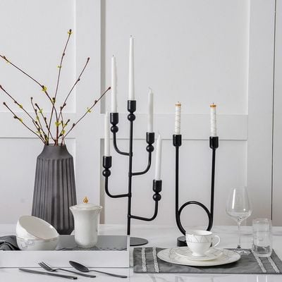 Celesta Metal Candle Holder Black 15.5X12X37.5Cm 