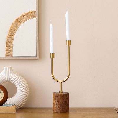 Serengeti Metal Candle Holder Gold 12X8X38Cm 