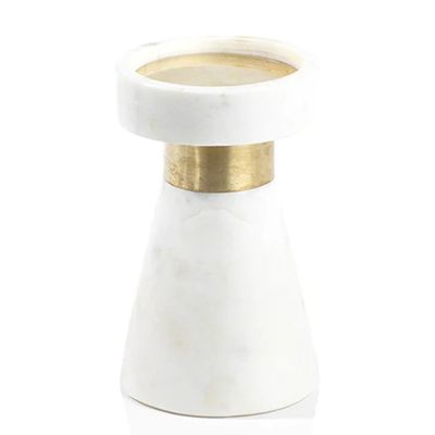 Elegance Candle Holder White/Gold 10x10x16.5Cm 