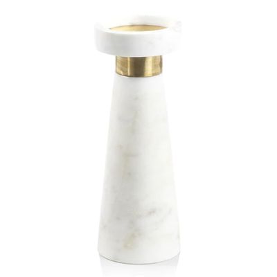Elegance Candle Holder White/Gold 10x10x27Cm 