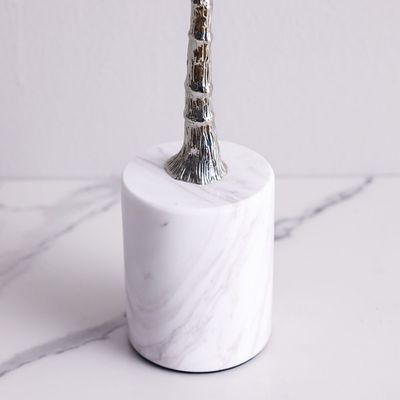 Mirage Candle Holder With Marble Base Silver 12.5X12.5X37.5Cm