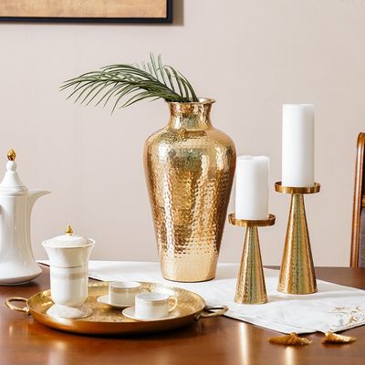 Abriz Pillar Candle Holder Champagne Gold 11X11X20Cm