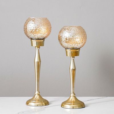 Abriz Set Of 2 Votive Candle Holder Large Gold S-10X10X30Cm L-10X10X34Cm