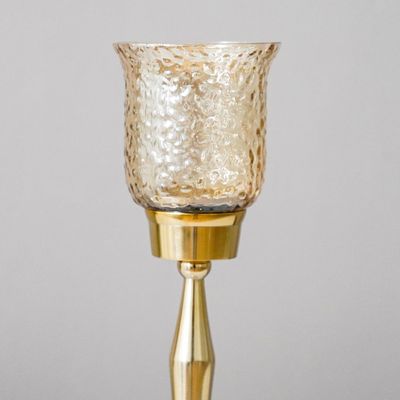 Abriz Set Of 2 Votive Candle Holder Large Gold  S-9X9X30Cm L-9X9X34Cm