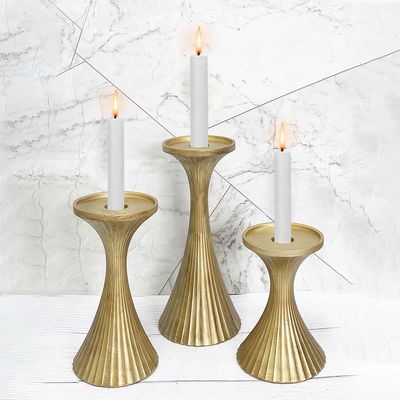 Nomad Candle Holder Set/3 Gold 9.5X14,9X18,10.5X23Cm