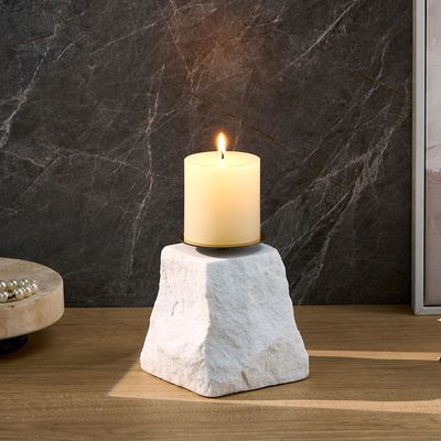 Norwich Rock Textured Candle Holder S 13X13X13Cm White