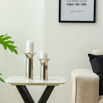 Regal Heritage Candle Pillar Holder Sml 12X9X20 Cm Nickel