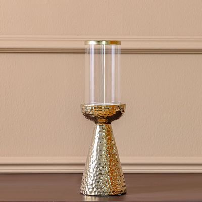 Inaaya Conicle Ceramic Gold Candle Holder 10.5X10.5X29 10.5X10.5X33.5